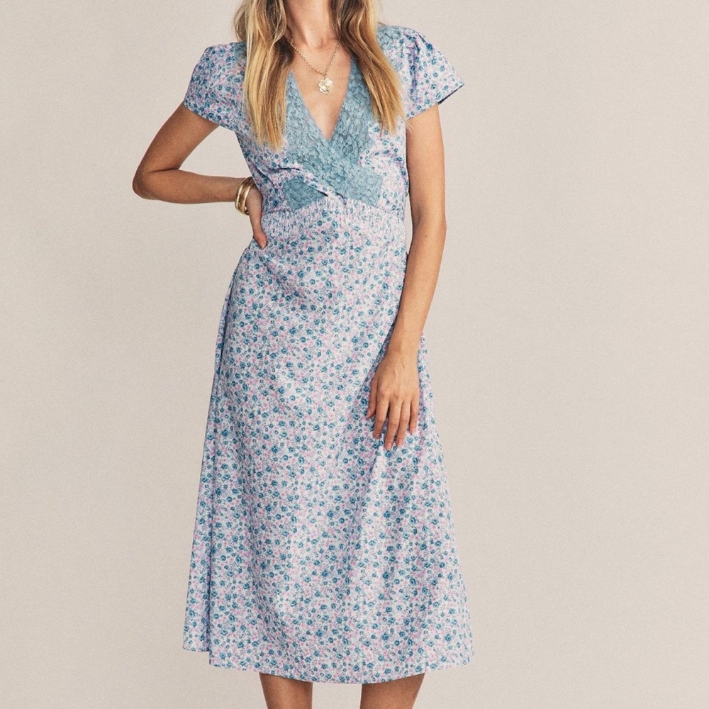 LoveShackFancy Minuet Dress Crushed Blueberries XS